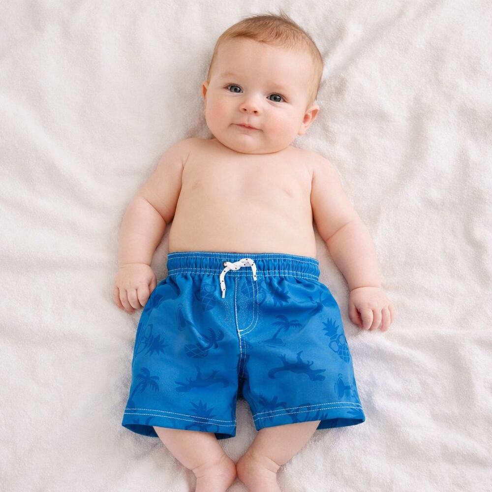 Baby Boy Blue Color Change Swim Trunks 3M NWT UPF 50+ Dino Pineapple